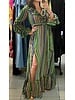 Green Ruffle Long Maxi Dress