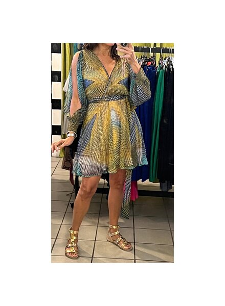 Blue & Yellow Diva Short Dress