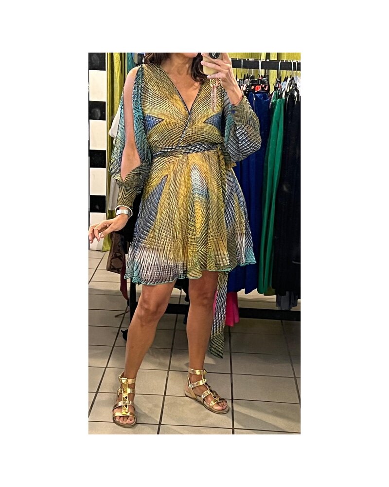 Blue & Yellow Diva Short Dress