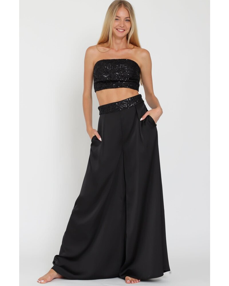 SEQUIN TUBE CROPPED TOP & LONG PANTS SET