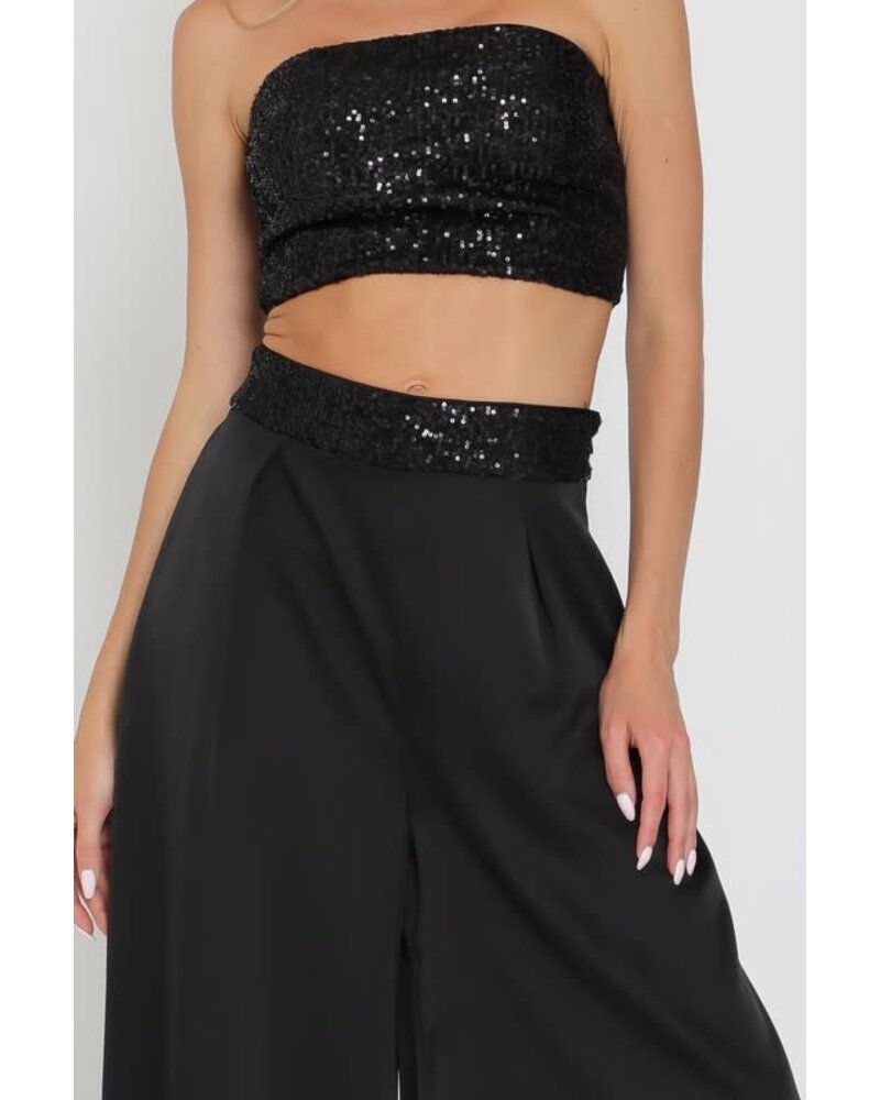 SEQUIN TUBE CROPPED TOP & LONG PANTS SET