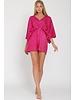 KIMONO SLEEVE TIE BACK NECK ELASTIC SEQUIN ROMPER