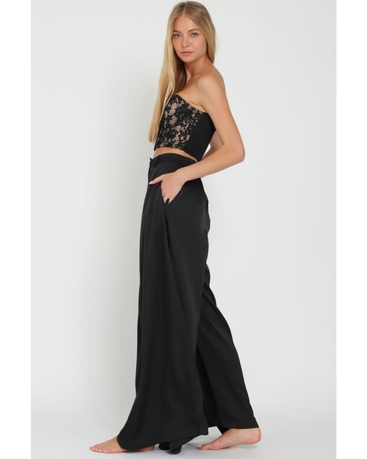 TUBE LACE CORSET TOP & HIGH WAISTED LONG PANTS SET