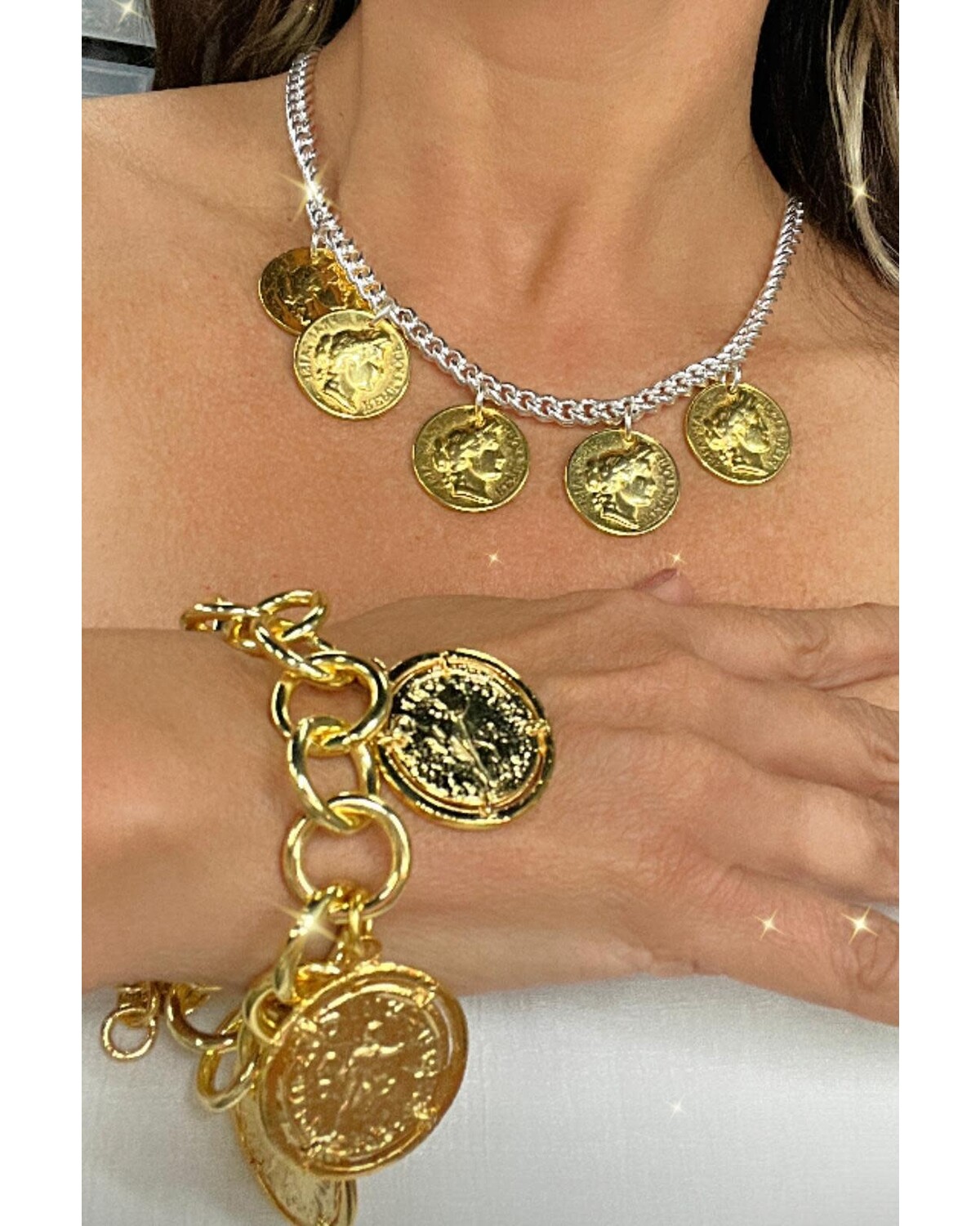 5 gold Coins Necklace
