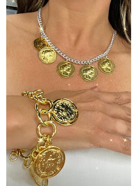 5 gold Coins Necklace