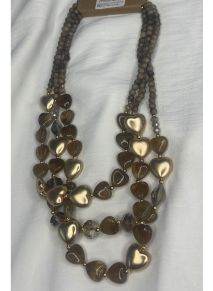 Multi Gold Hearts Short Necklace