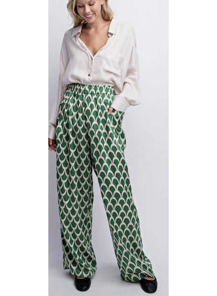 PRINTED WIDE LEG TROUSERS GREEN