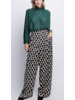 PRINTED WIDE LEG TROUSERS Black