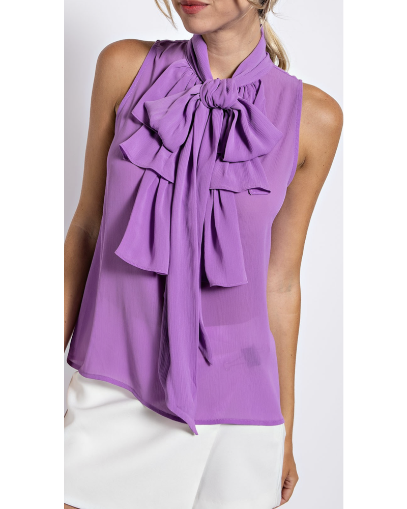 LARGE BOW TIE-NECK TOP