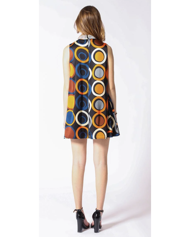 Color Circle Pattern Mini Dress By Gracia