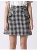 Buttoned Front-Pocket Tweed Mini Skirt