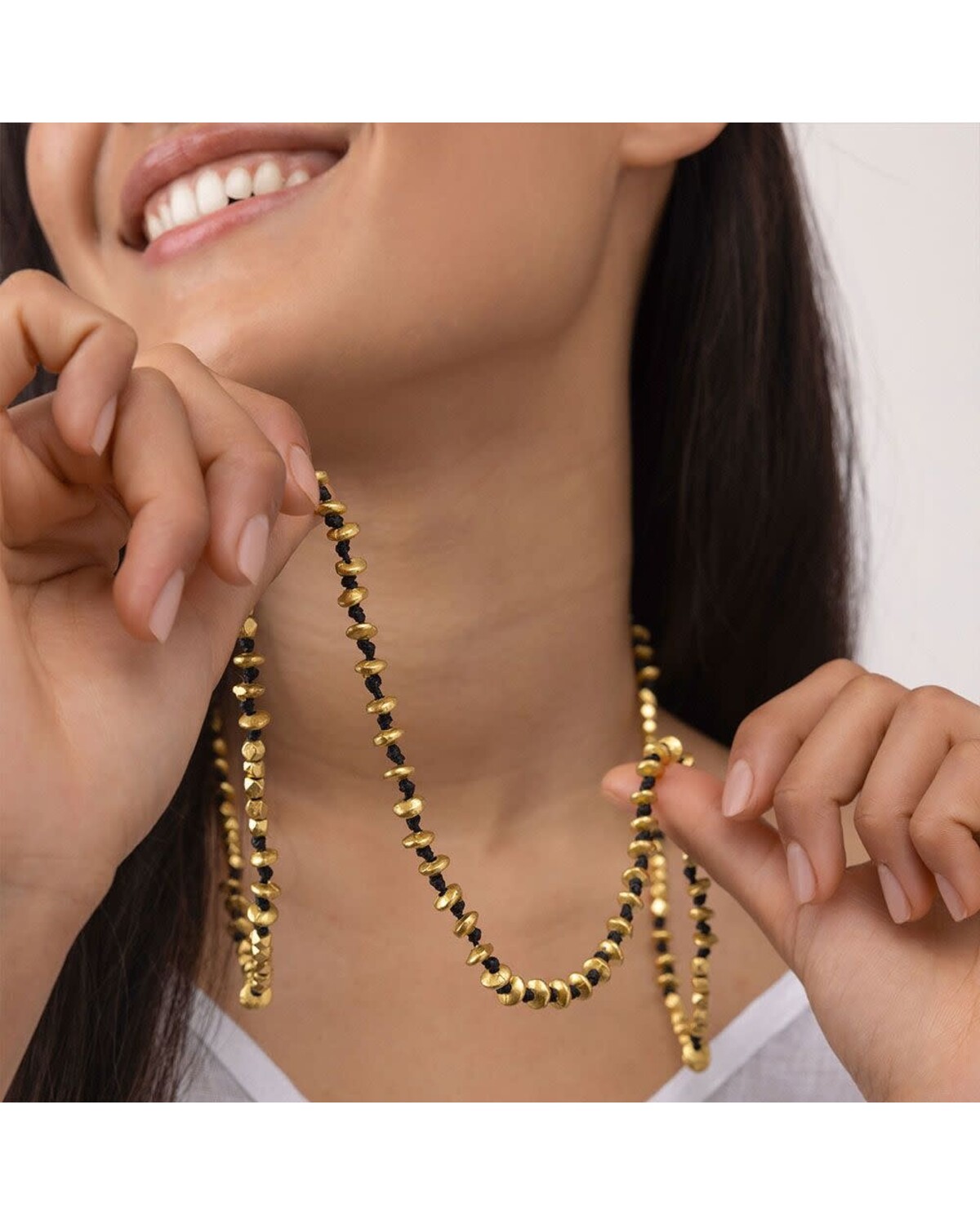 DRY1001MACRAME WASHERS/DIAMONDS NECKLACE