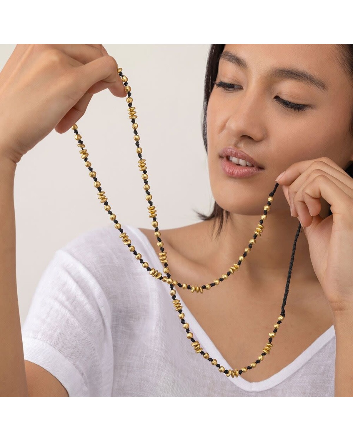 DRY1003 MACRAME WASHERS/SPHERES NECKLACE