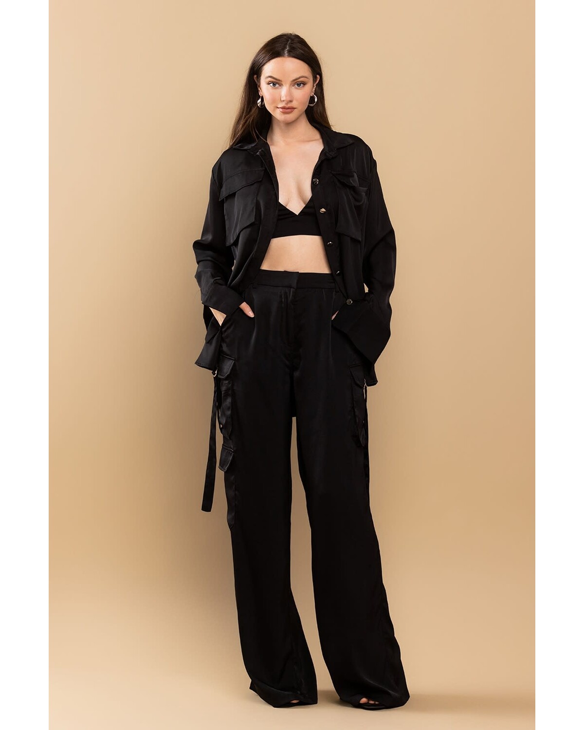 SATIN CARGO 3PCS PANTS SET