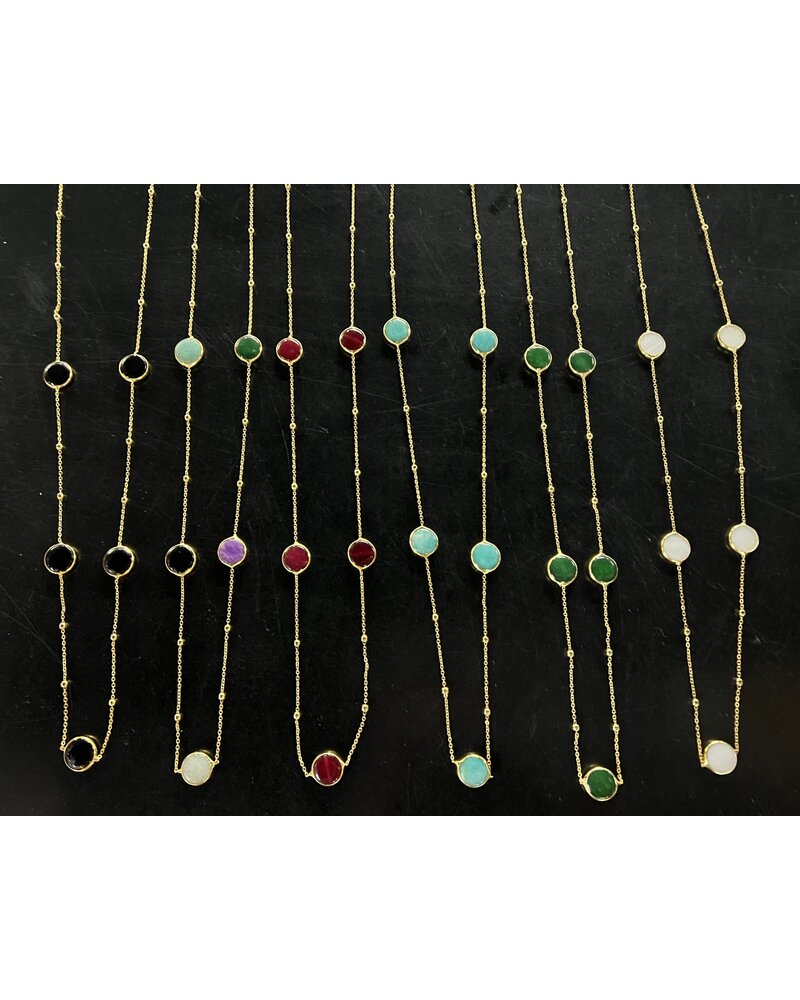N100 Semi precious long necklace 32” bn