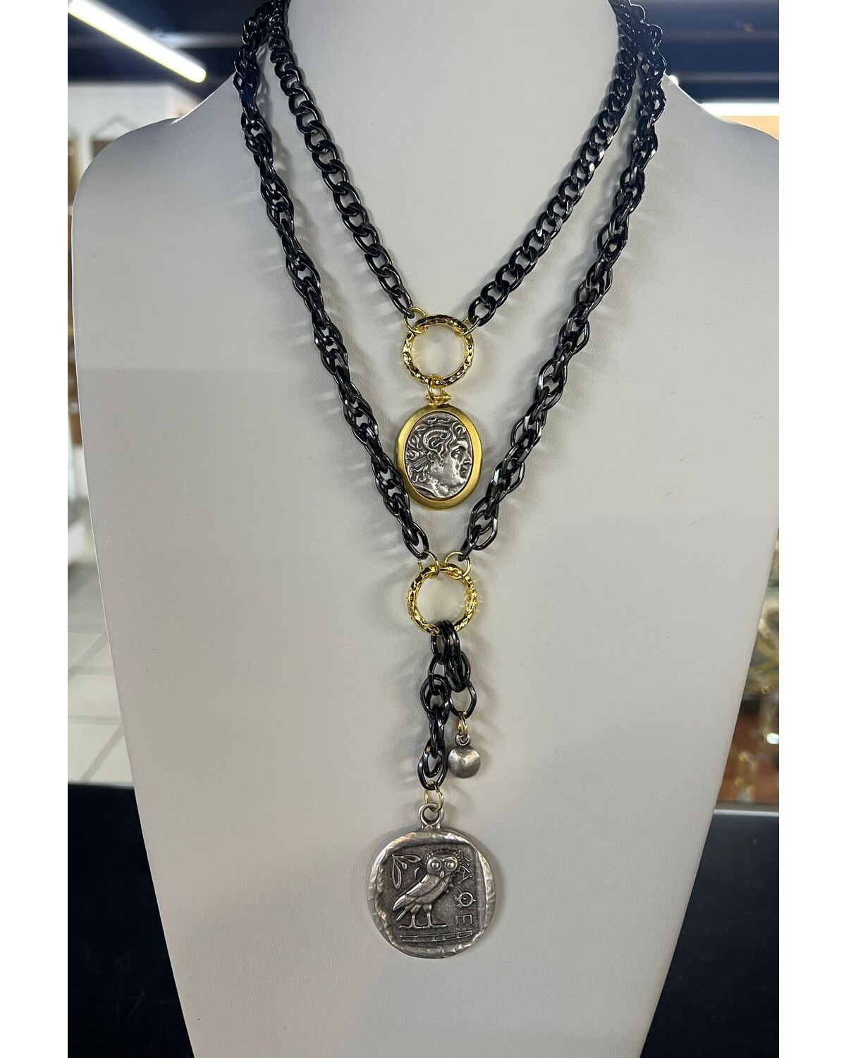 N104 Owl 2 Layer Necklace