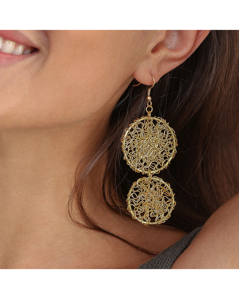 dd16062 2 TANGLE WIRE ROUNDS EARRING