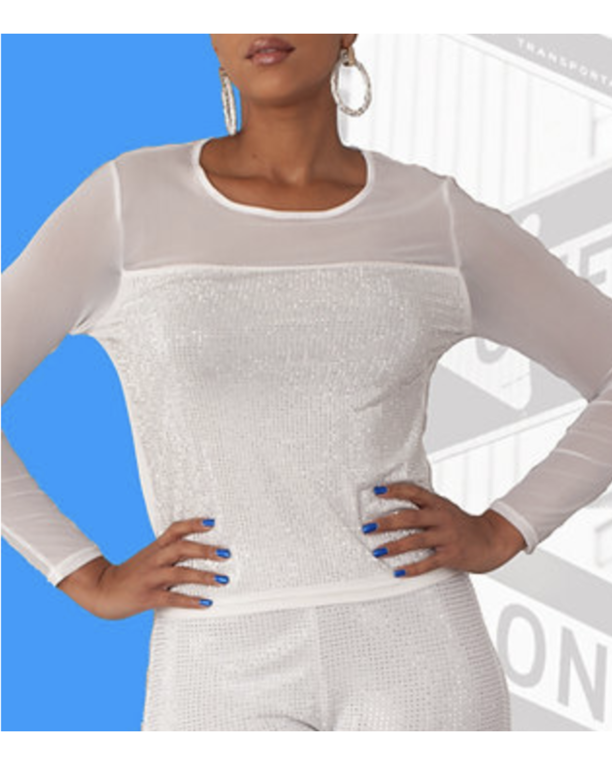 Long Sleeve knits top w/studs white