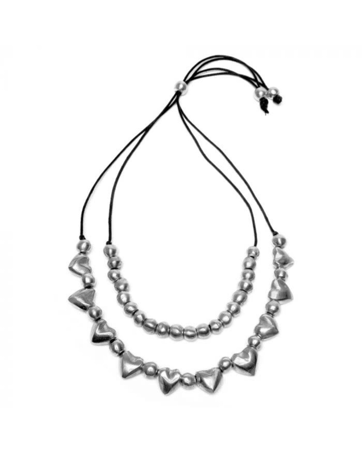 al02216NECKLACE 2 HEARTS/SPHERES
