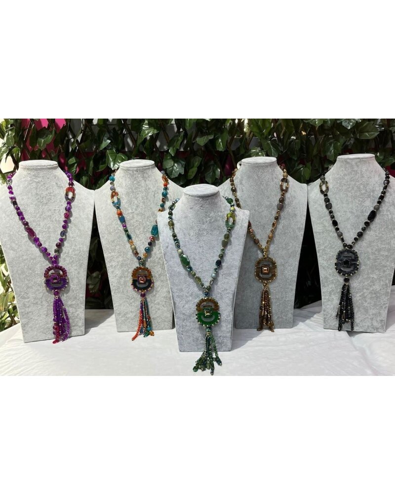A3-1065 Multi Beads Long Necklace