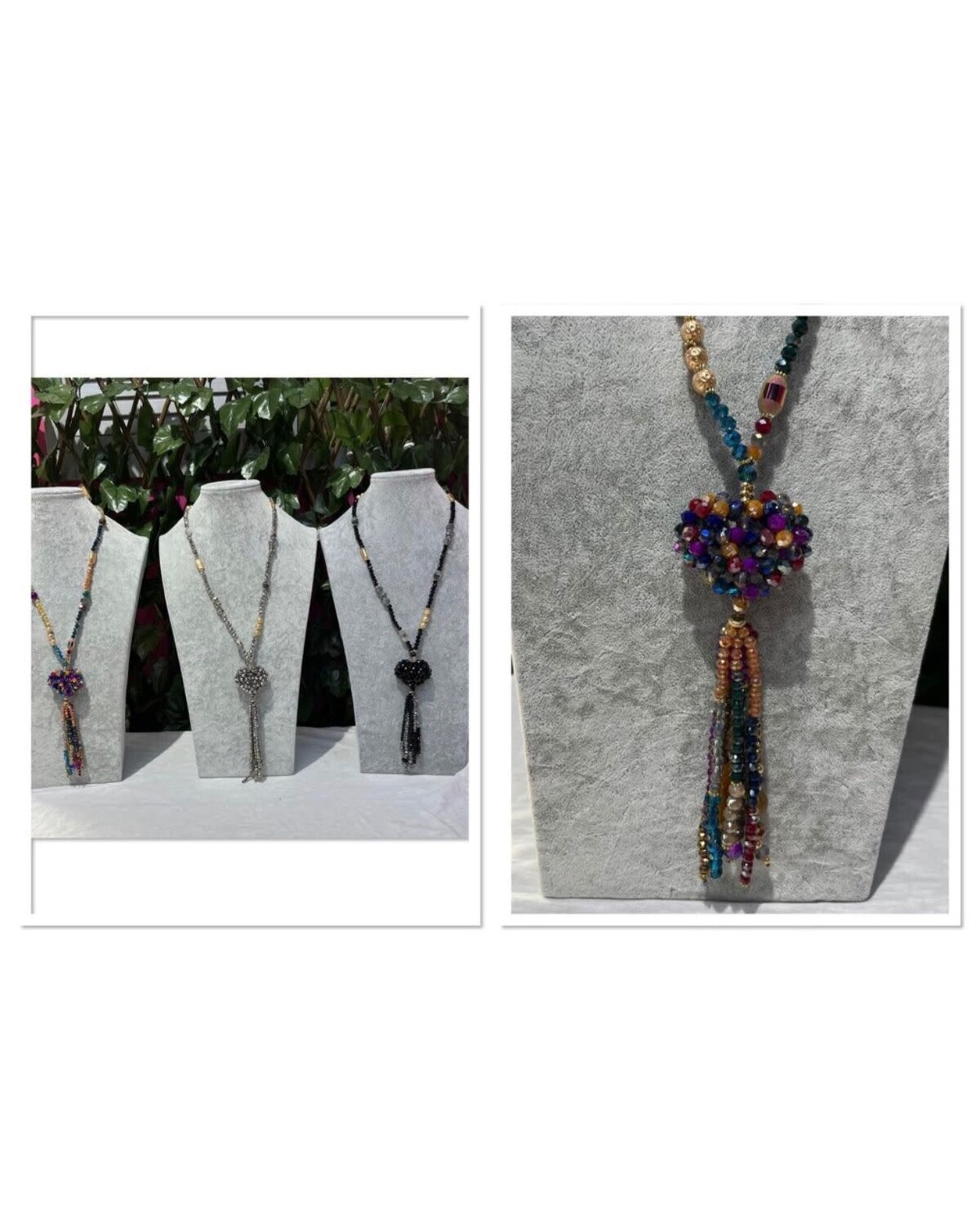 XL634 Heart Multi Beads Long Necklace