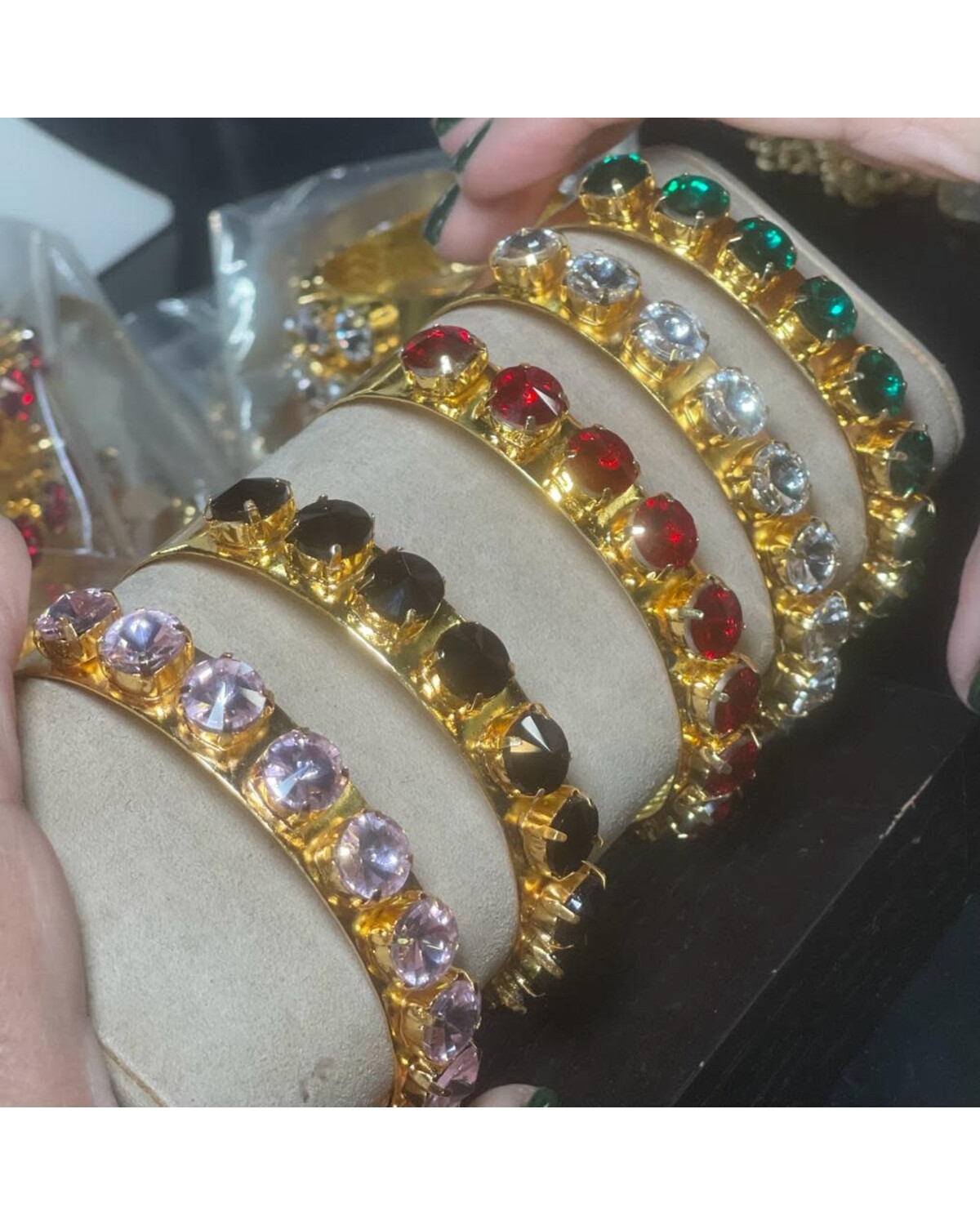 Rhinestone Gold Plated Cuff