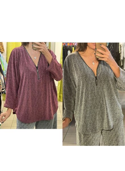 Plus METALLIC LONG SLEEVE TOP(xl to 2x)