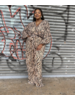 ANIMAL PRINT LONG SLEEVE JUMPSUIT PLUS