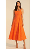 Orange Midi Dress With Pockets