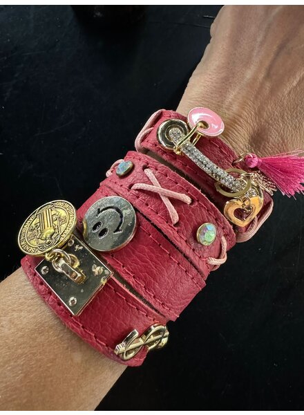 4 pieces leather red  bracelet 2