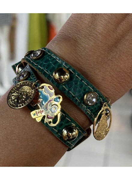 Elephant Green leather Bracelet