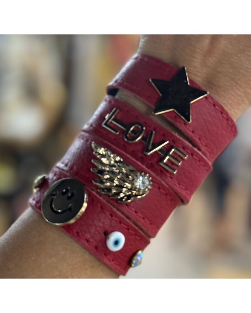 Happy Love Red Leather Bracelet