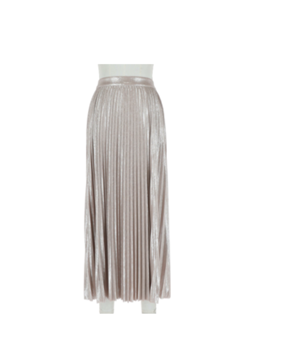 Foil Coated Pleated Skirt Champagne