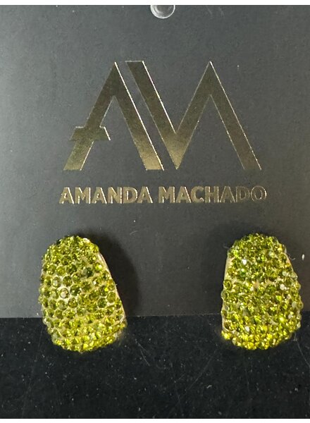 Yerllow/olive Crystals Earrings Amanda Machado
