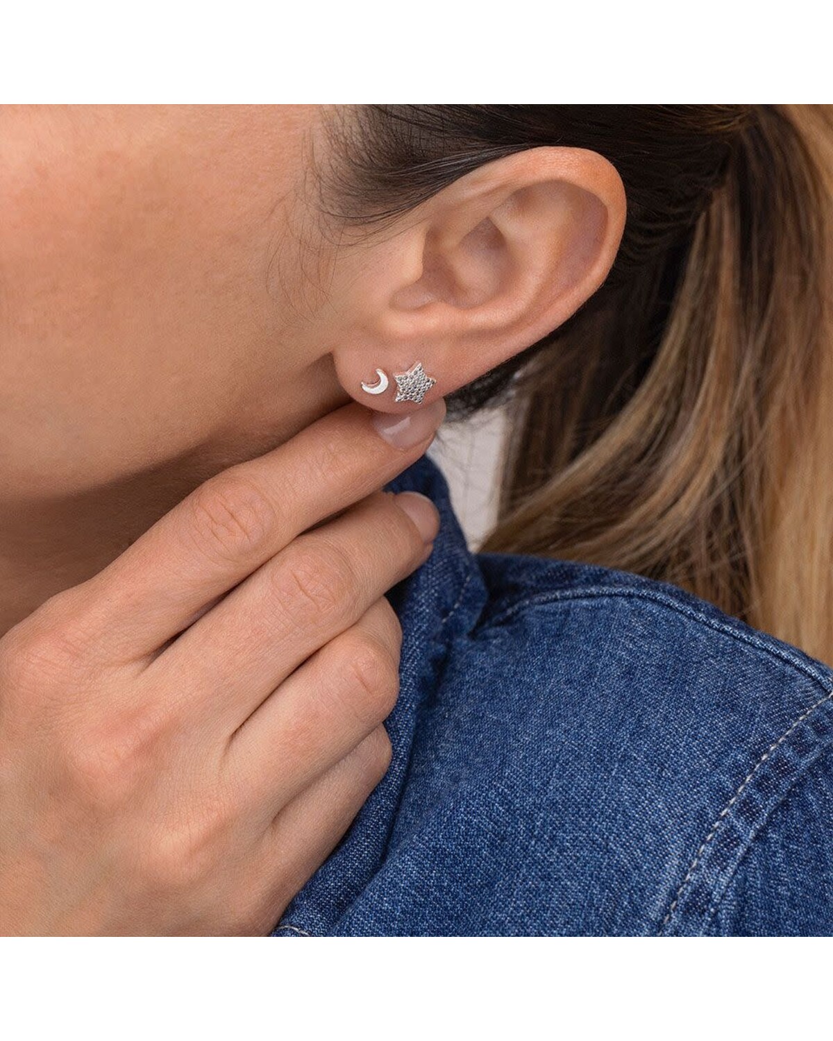 ks3016SET 2 EARRINGS NIGHT silver