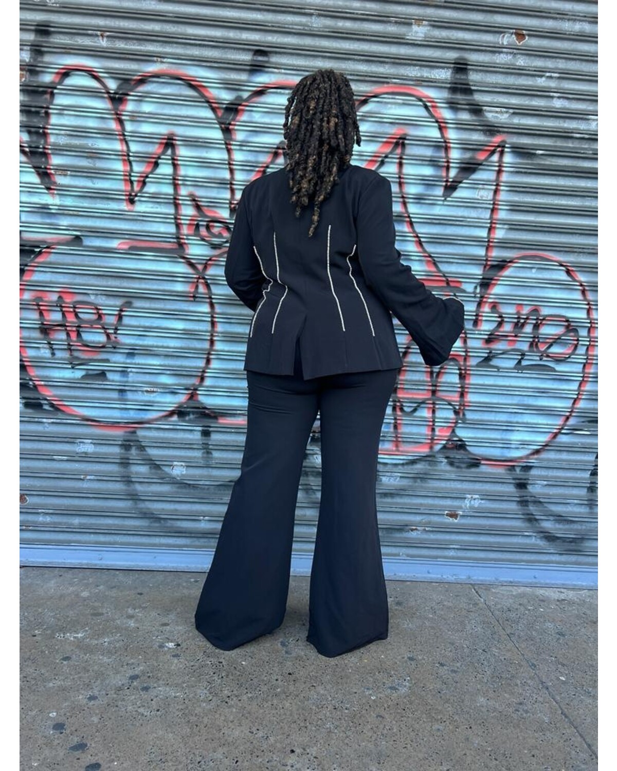 SLIT DETAIL LONG SLEEVE JACKET SET PLUS SIZE