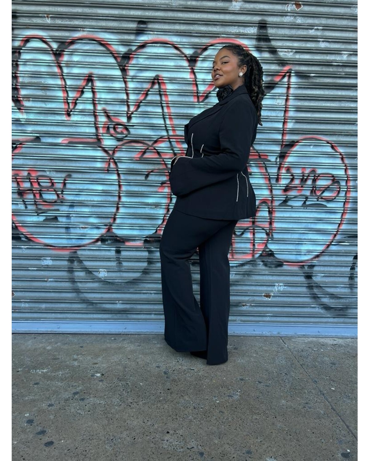 SLIT DETAIL LONG SLEEVE JACKET SET PLUS SIZE