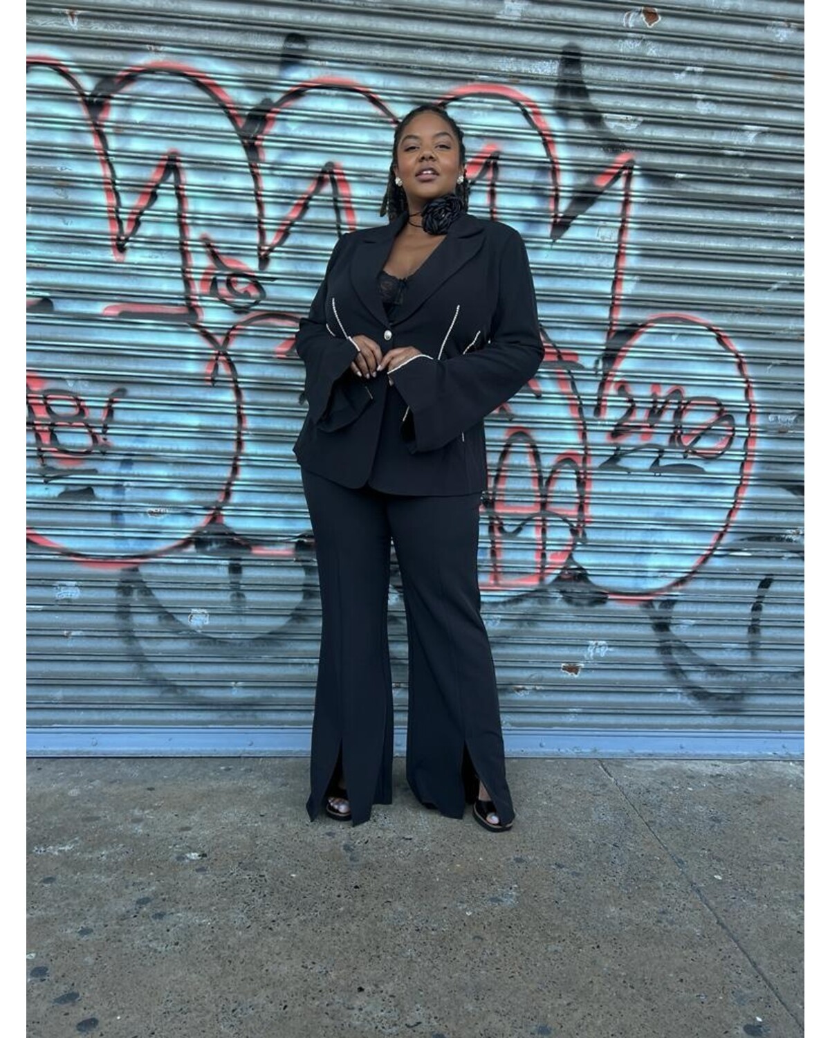 SLIT DETAIL LONG SLEEVE JACKET SET PLUS SIZE