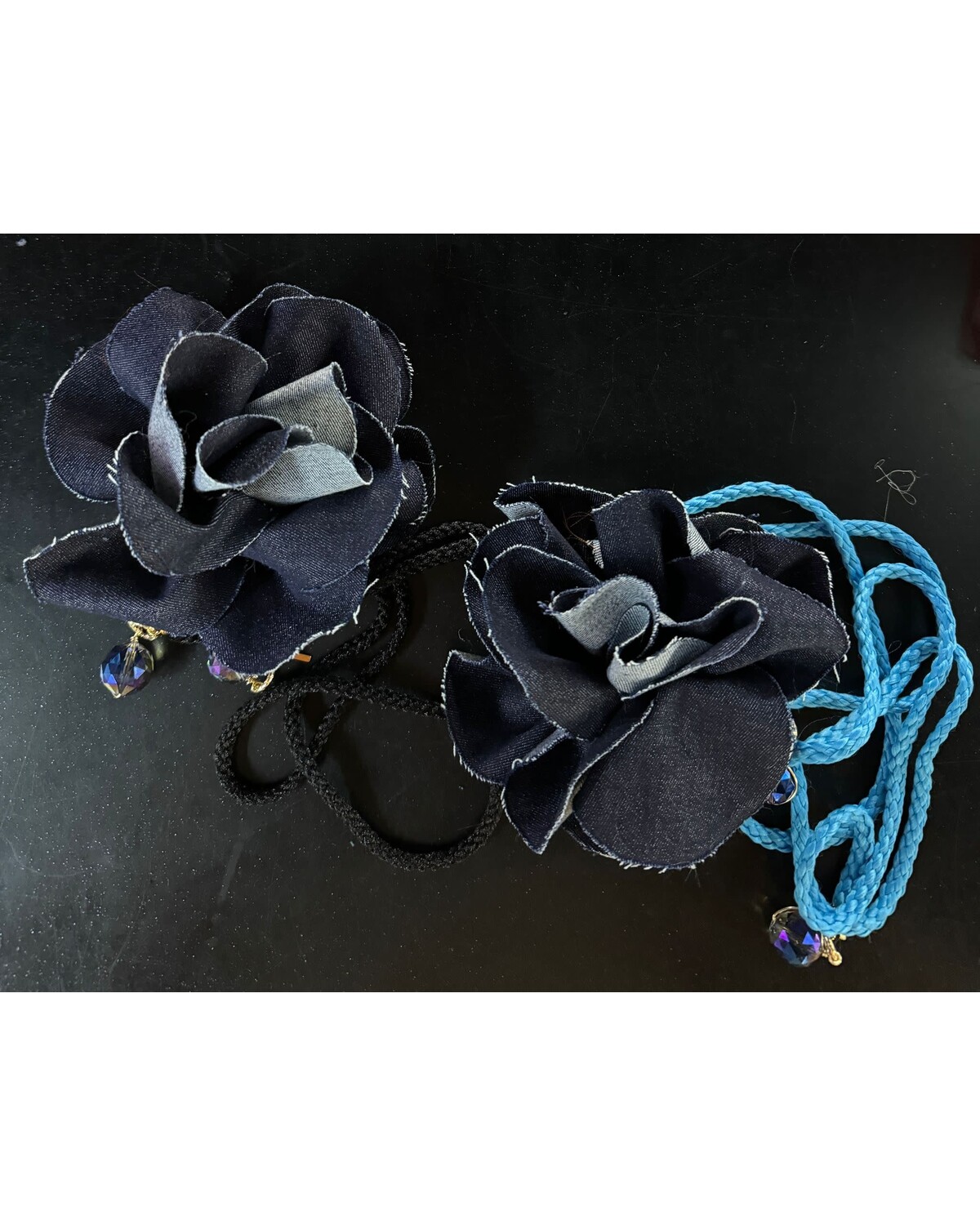 Denim Big Flower with cord