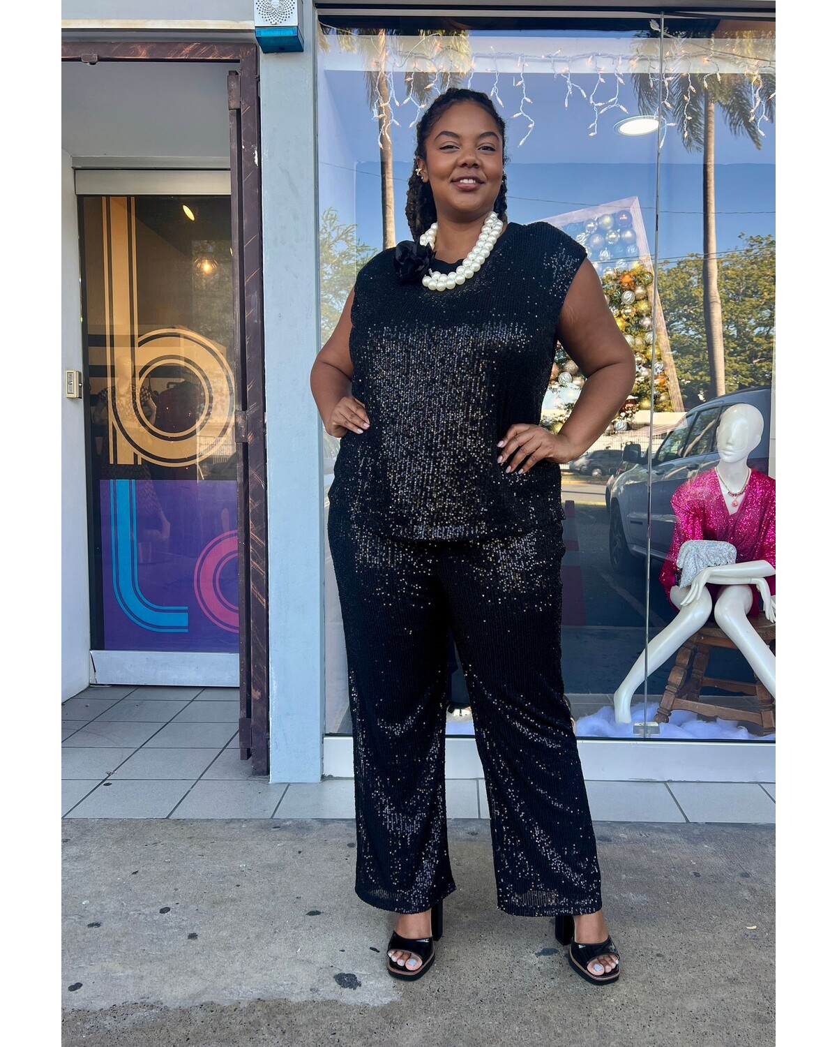 Sequins top and Pant black