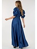 Puff Sleeve Maxi Dress with Belt Tie Detail