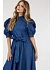 Puff Sleeve Maxi Dress with Belt Tie Detail