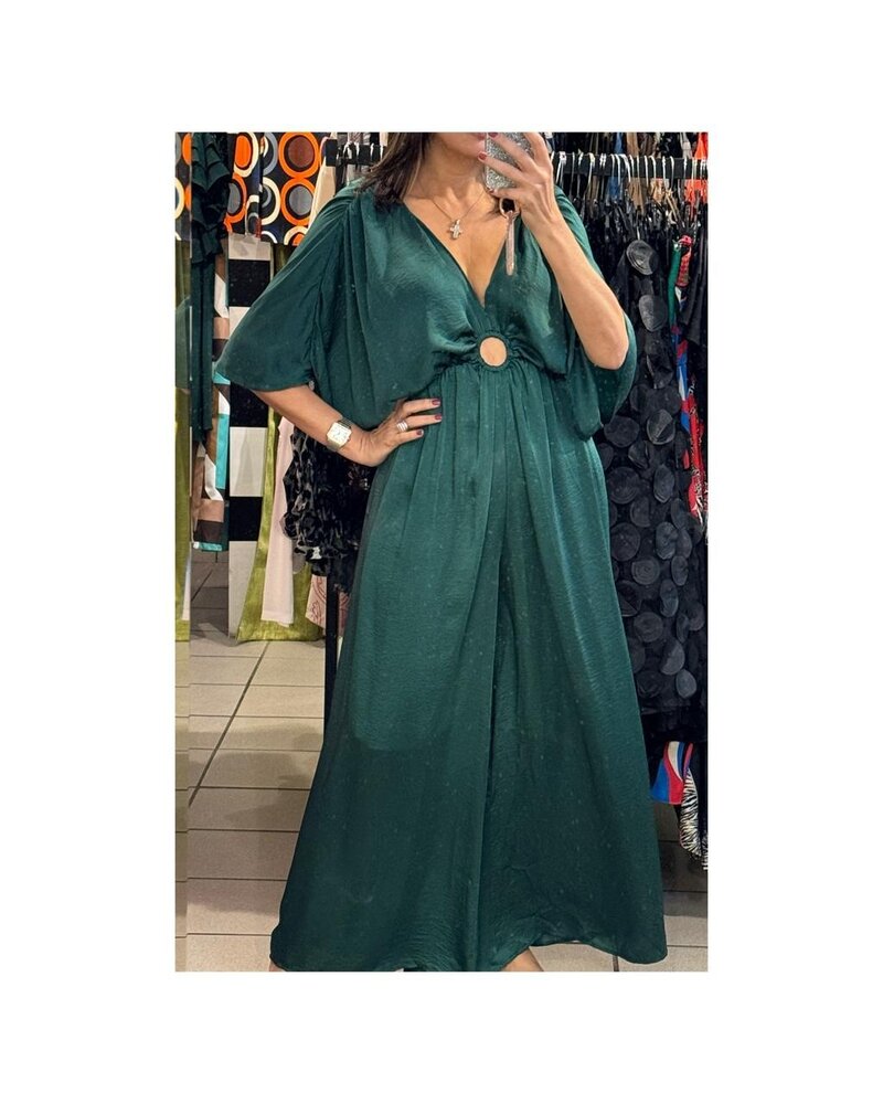 HUNTER GREEN V-NECK WITH RING JUMPSUIT