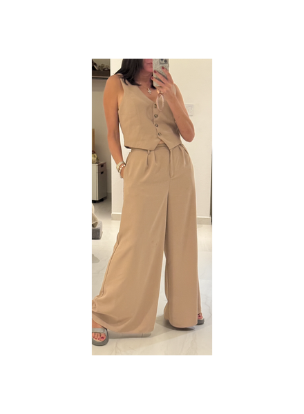 VEST TOP AND HIGH WAISTED LONG PANTS SET