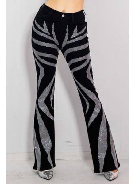 Zebra Rhinestone Bootcut Jeans