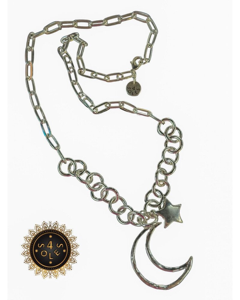 Moon & Star Long Necklace