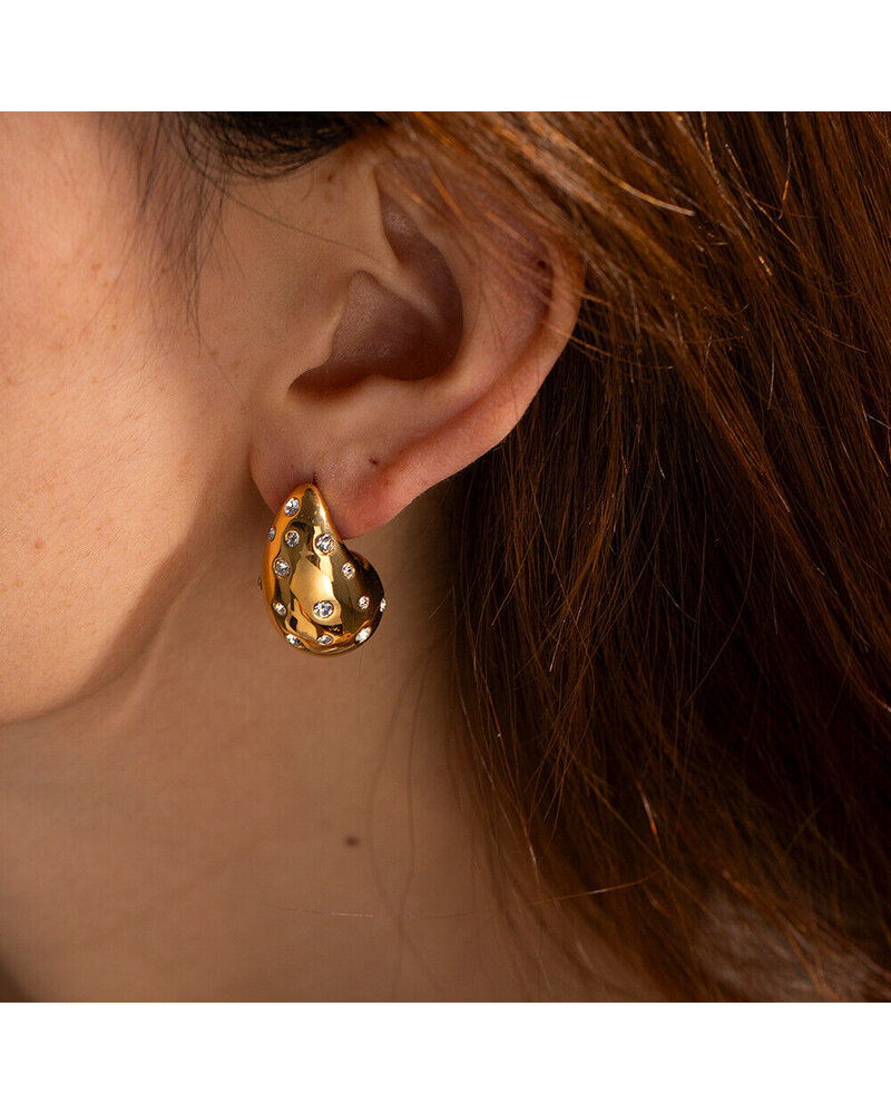 Bottega Drop zircon Earring 18k gold plated