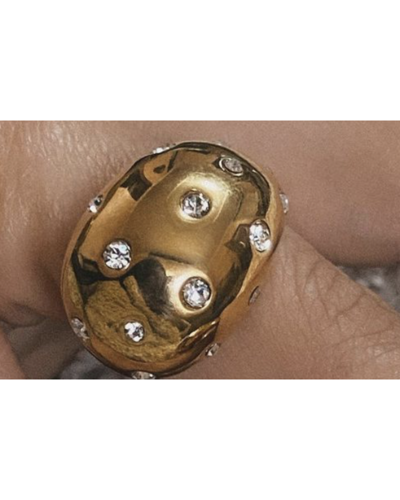 Bottega Drop zircon ring 18k gold plated