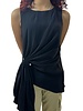Sleeveless Solid Blouse with Side Pin Detail BLACK