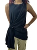 Sleeveless Solid Blouse with Side Pin Detail BLACK